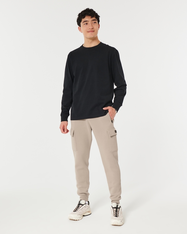 Fleece Cargo Joggers, Med Brown Dd