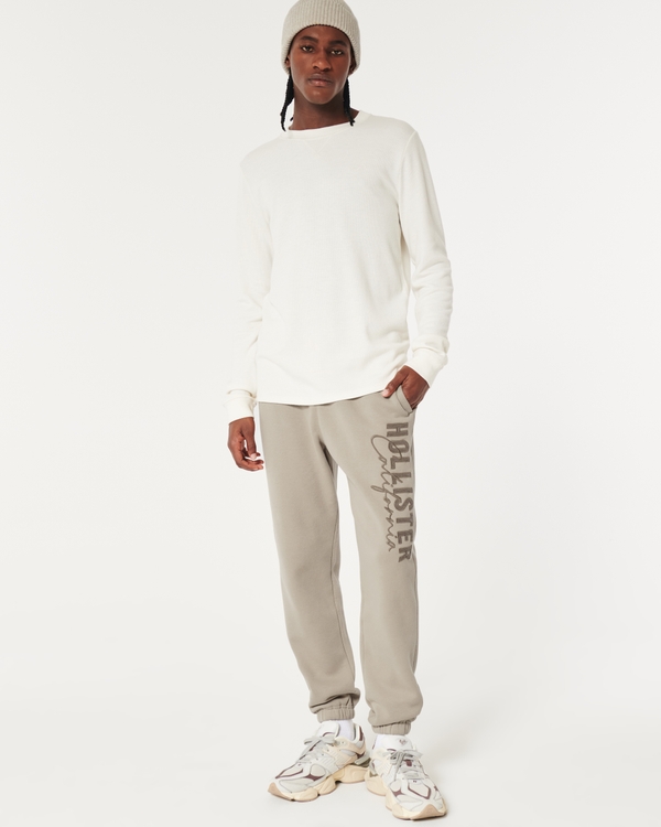 Hollister Straight Leg Logo joggers in Grey