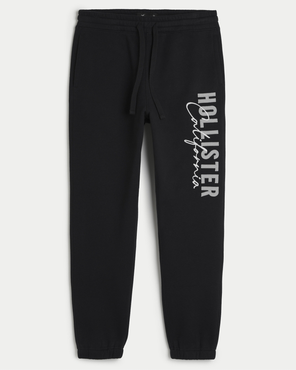 Hollister Logo Banded Sweatpants ($40) ❤ liked on Polyvore featuring  activewear, activewear pants, navy, log…