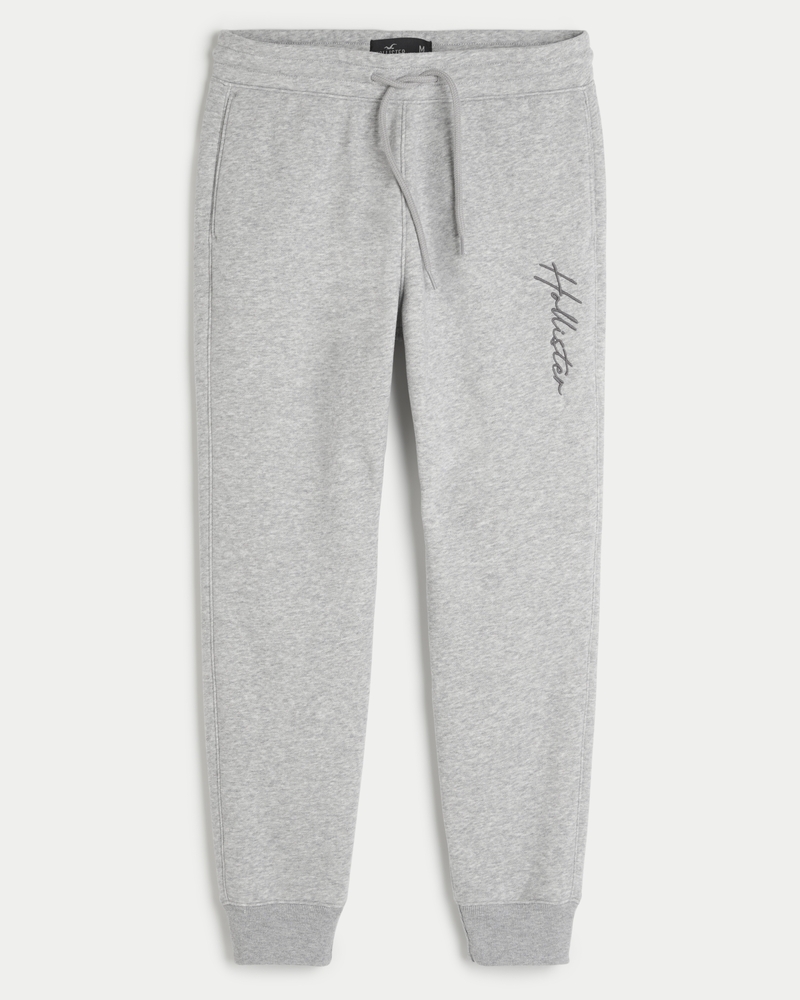 Hollister Fleece Logo Tape Joggers in Black for Men