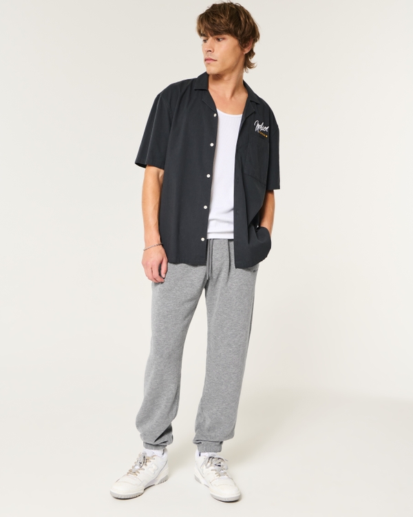 Relaxed Fleece Logo Joggers, Dark Heather Gray