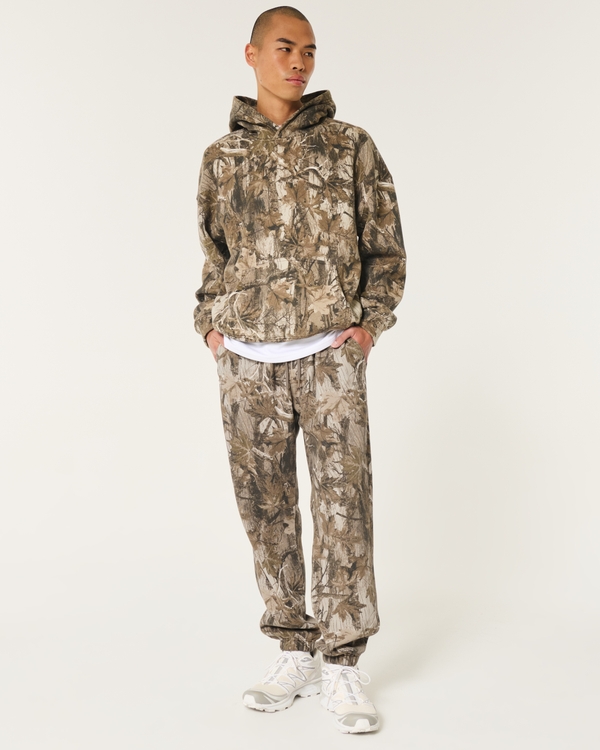 Relaxed Fleece Logo Joggers, Brown Camo