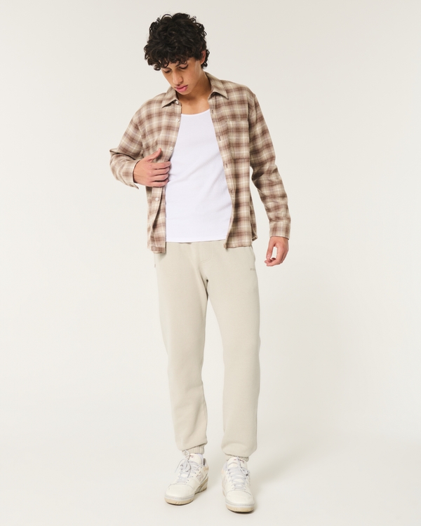 Relaxed Fleece Logo Joggers, Cream view 1