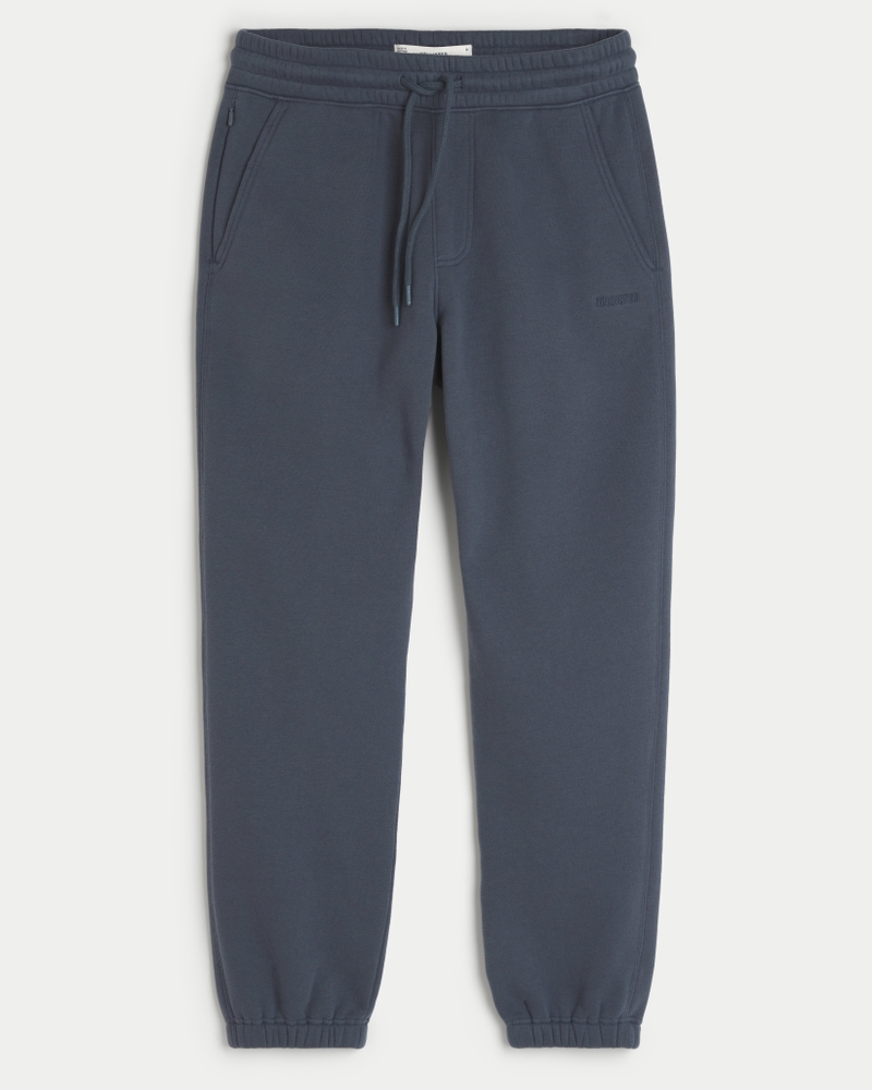 Men s Relaxed Fleece Logo Joggers in Navy Size S from Hollister