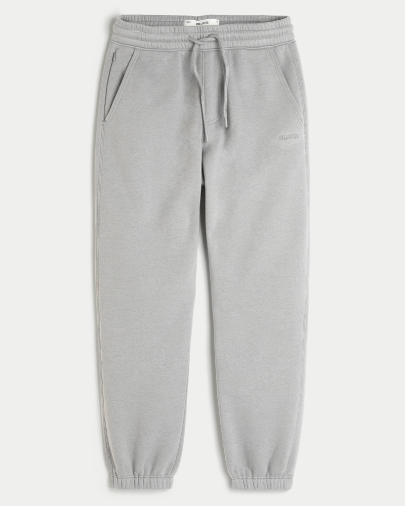 Men s Relaxed Fleece Logo Joggers in Gray Size S TALL from Hollister