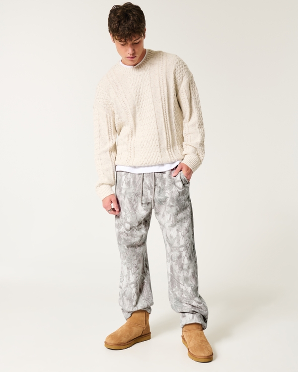 Camo Baggy Sweatpants, Cream Camo