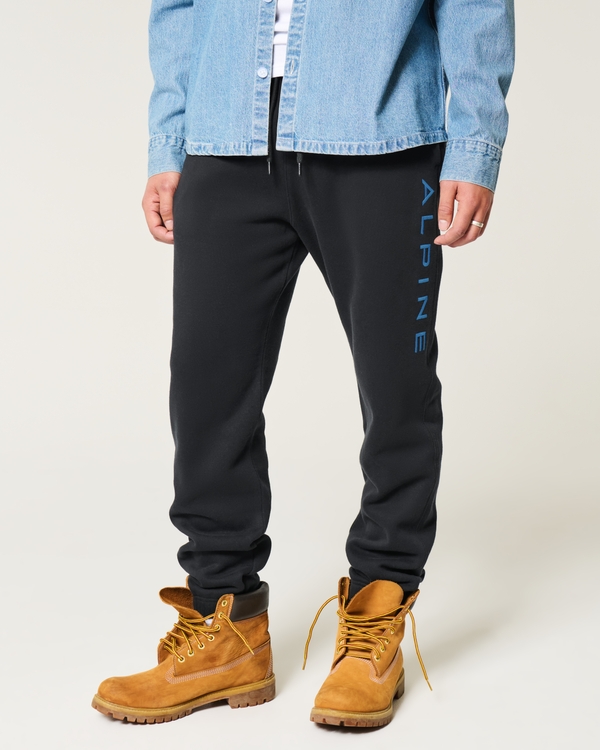 Relaxed Alpine Graphic Fleece Joggers, Black view 2