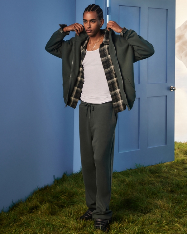 Snake Graphic Baggy Sweatpants, Shadow Green view 1