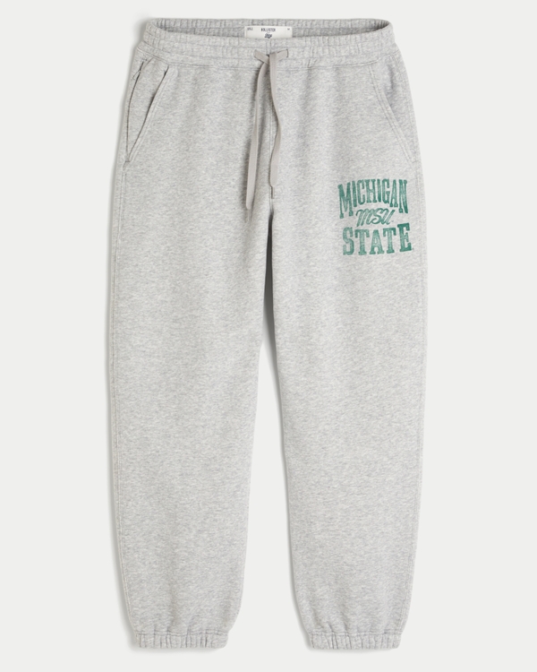 Michigan State University Spartans Graphic Baggy Cinch Fleece Joggers, Light Heather Gray view 1