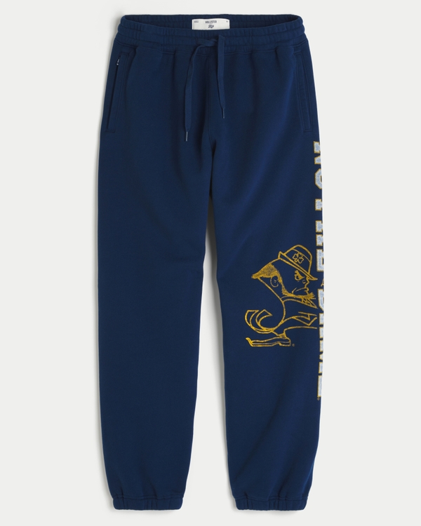 University of Notre Dame Fighting Irish Graphic Baggy Cinch Fleece Joggers, Navy view 1