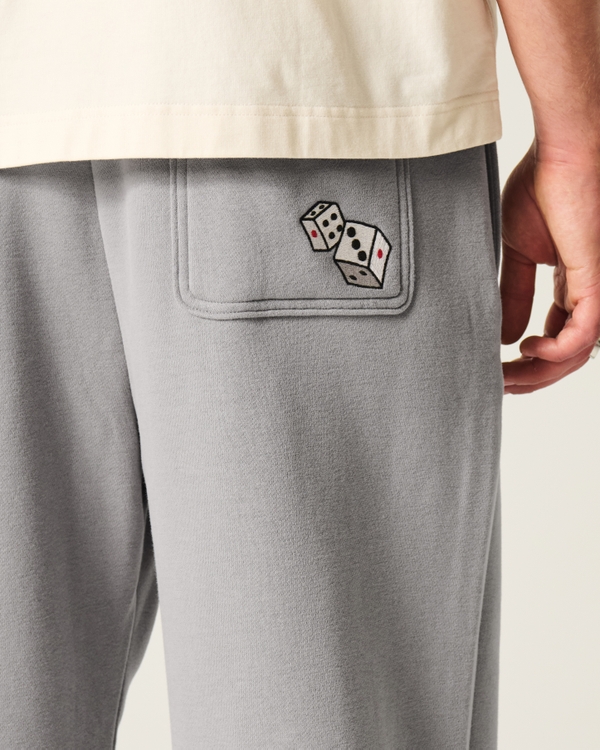 Baggy Dice Graphic Sweatpants, Dark Gray view 2