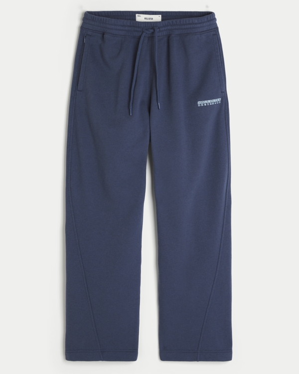 Baggy Fleece Logo Sweatpants, Light Navy view 1