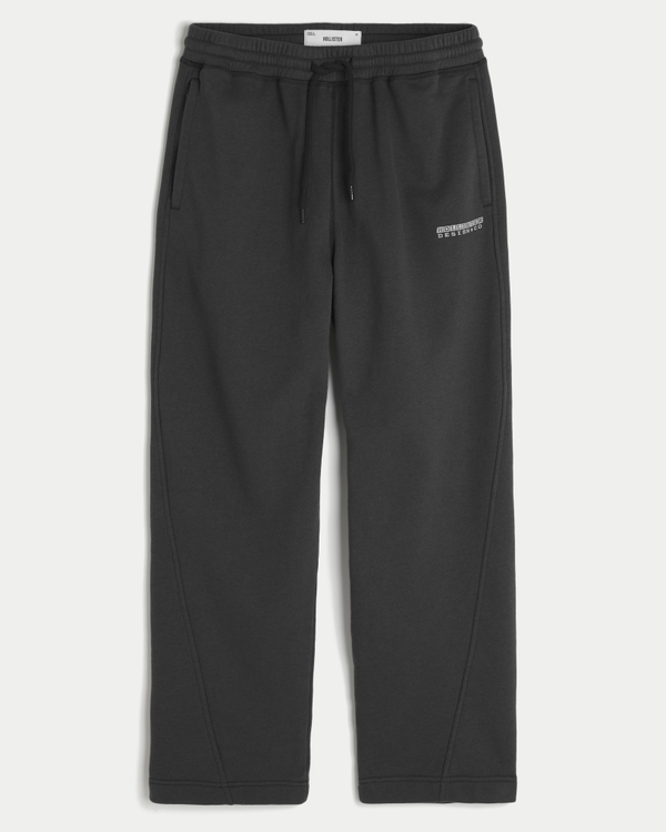 Baggy Fleece Logo Sweatpants, Washed Black view 1