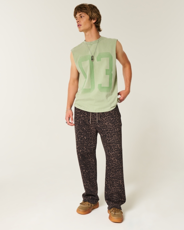 Baggy Sweatpants, Dark Brown Print view 1