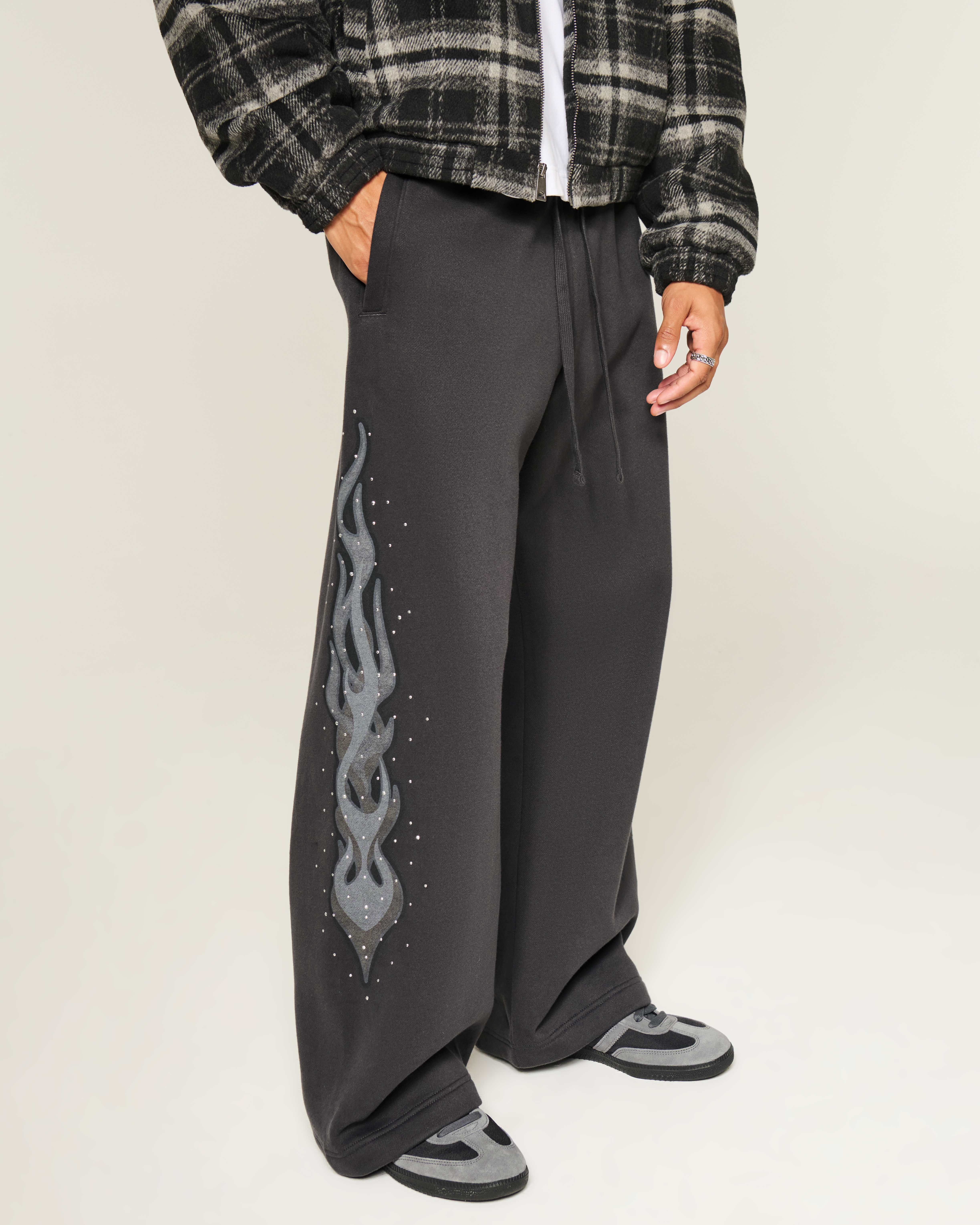 Studded Baggy Bootcut Sweatpants