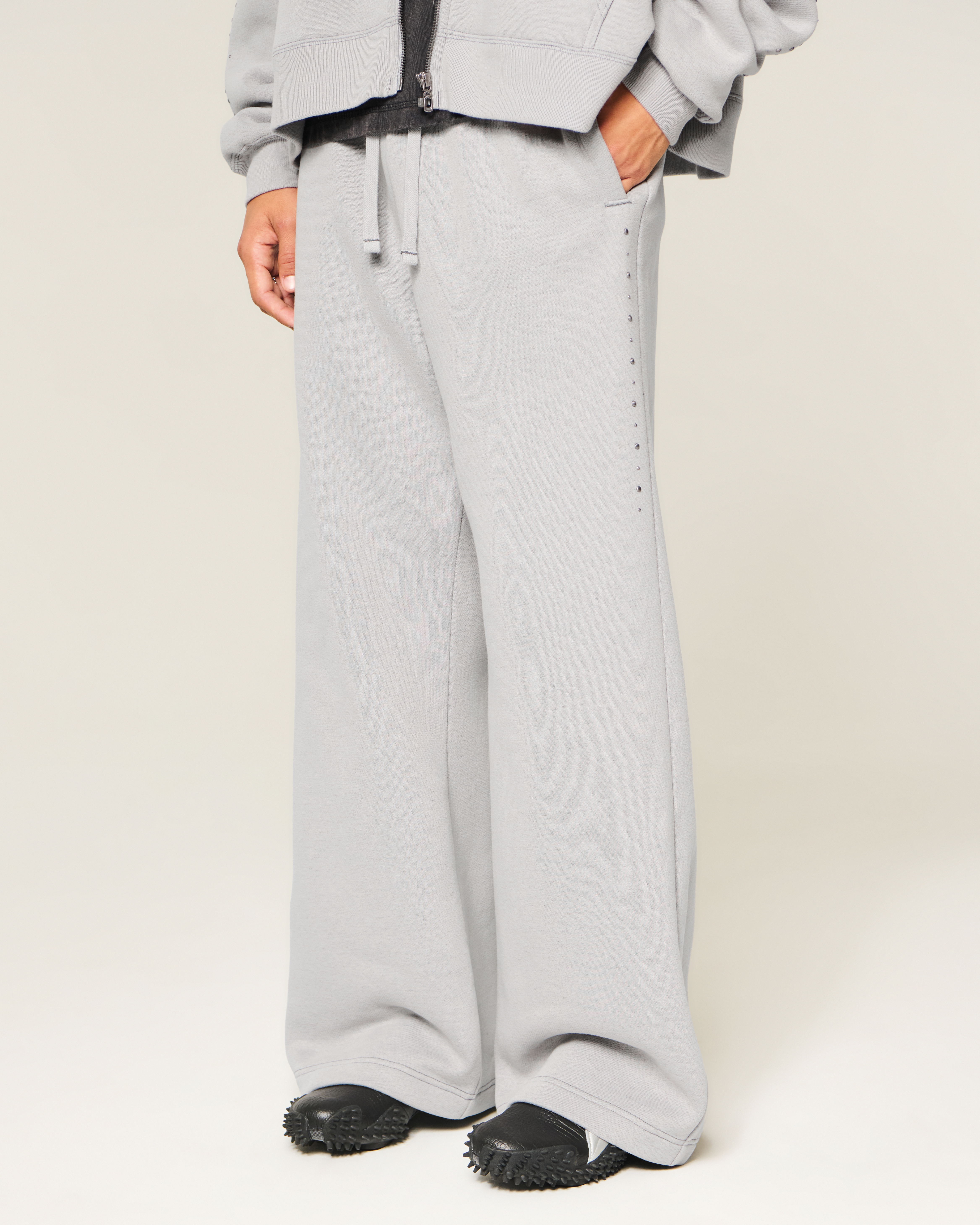 Studded Baggy Bootcut Sweatpants