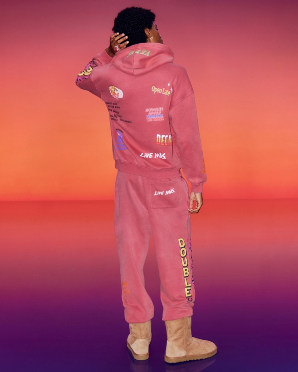 Hollister x Taco Bell Graphic Baggy Sweatpants, Washed Red view 1