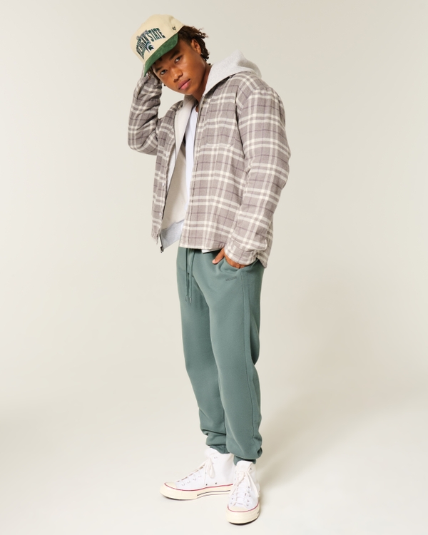 Relaxed Rib Fleece Joggers, Dark Sage view 1