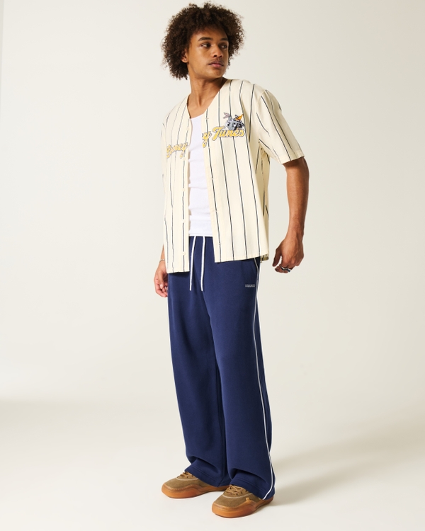 Pantalones de chándal muy holgados con logo, Azul Marino view 1