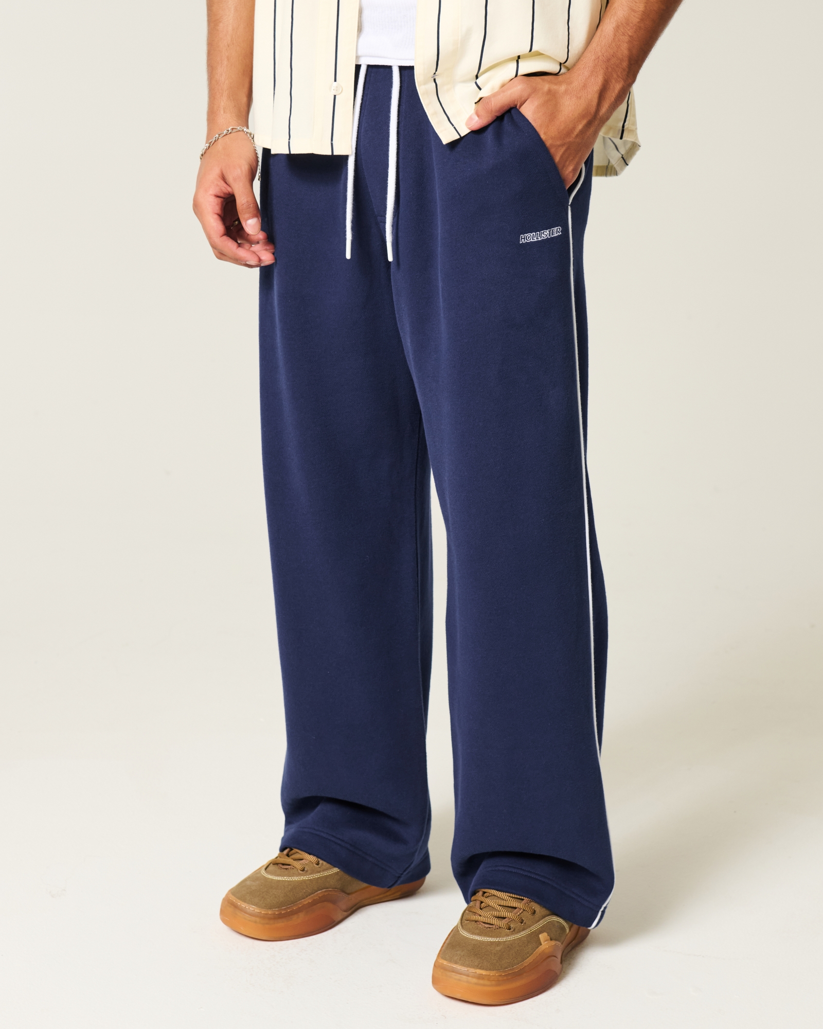 Sweatpants Navy Blue Hollister Pants Men's Logo Super Baggy