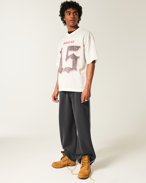 Pantalones de chándal muy holgados con logo, Negro Descolorido view 1