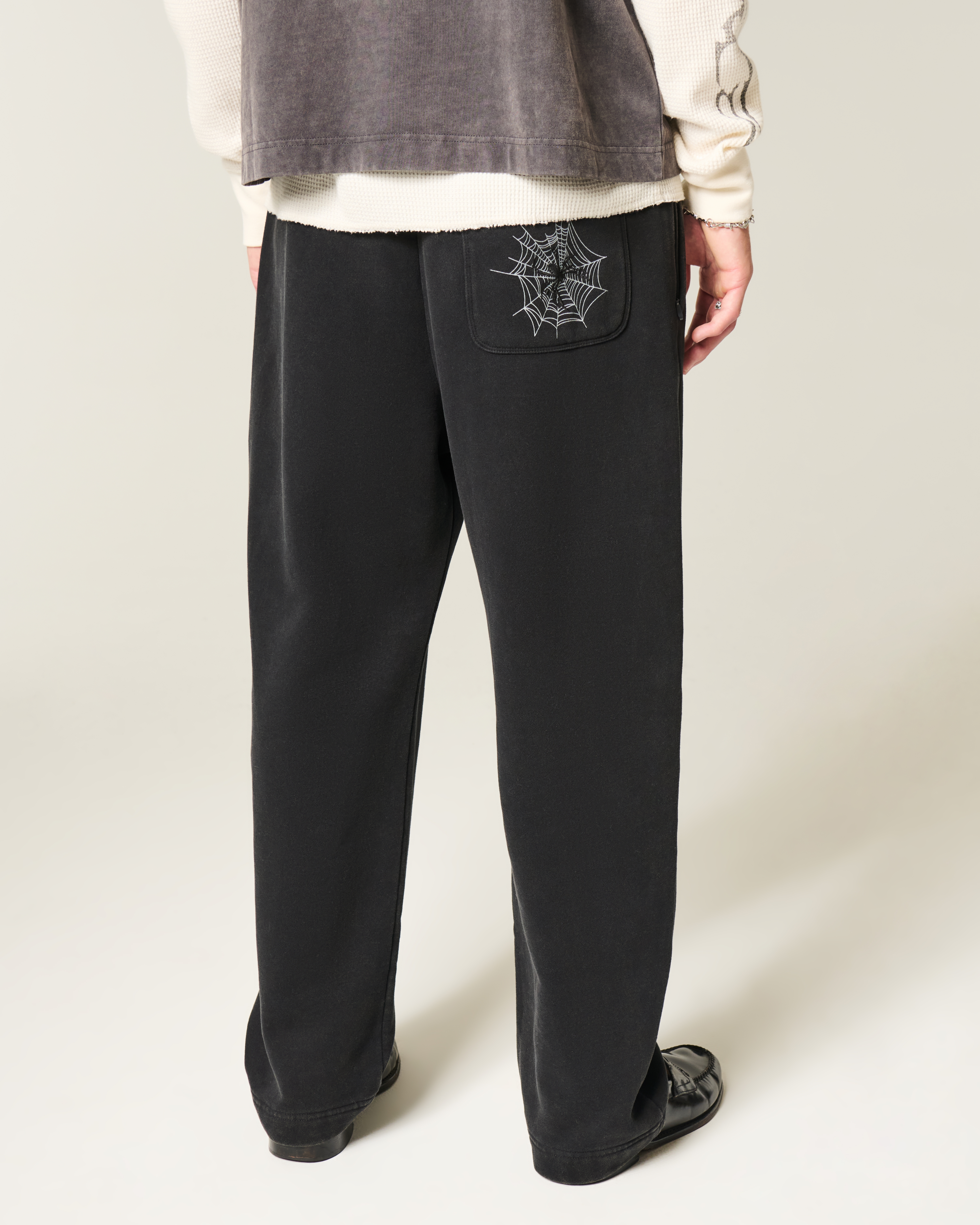 Spider Embroidery Baggy Sweatpants