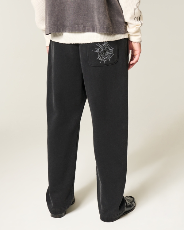 Spider Embroidery Baggy Sweatpants