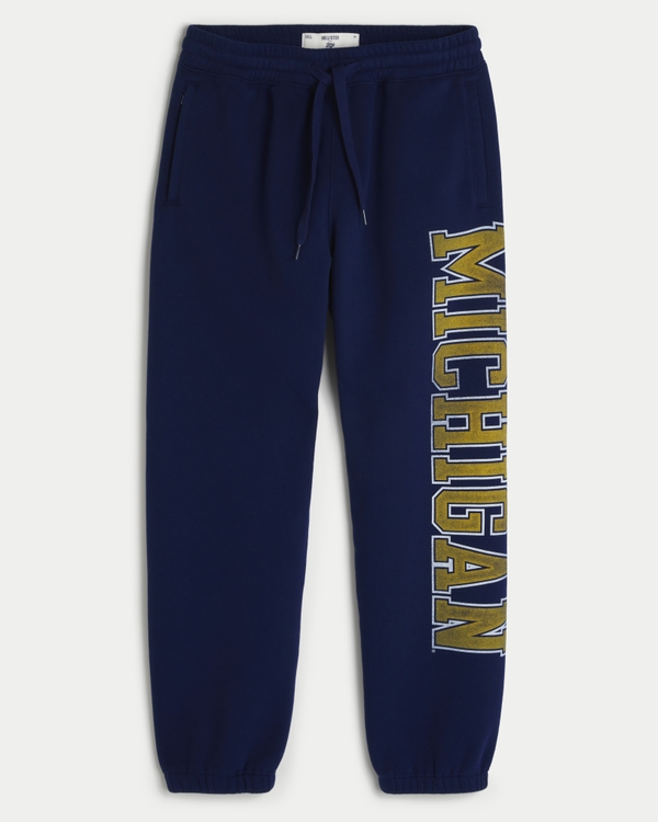 University of Michigan Graphic Baggy Sweatpants, Navy view 1