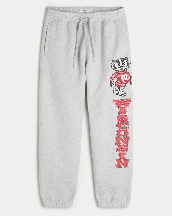 University of Wisconsin Graphic Baggy Sweatpants, Light Heather Gray view 1