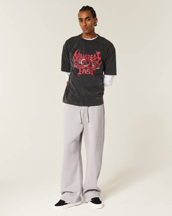 Super Baggy Los Angeles Back Pocket Graphic Sweatpants, Gray view 1