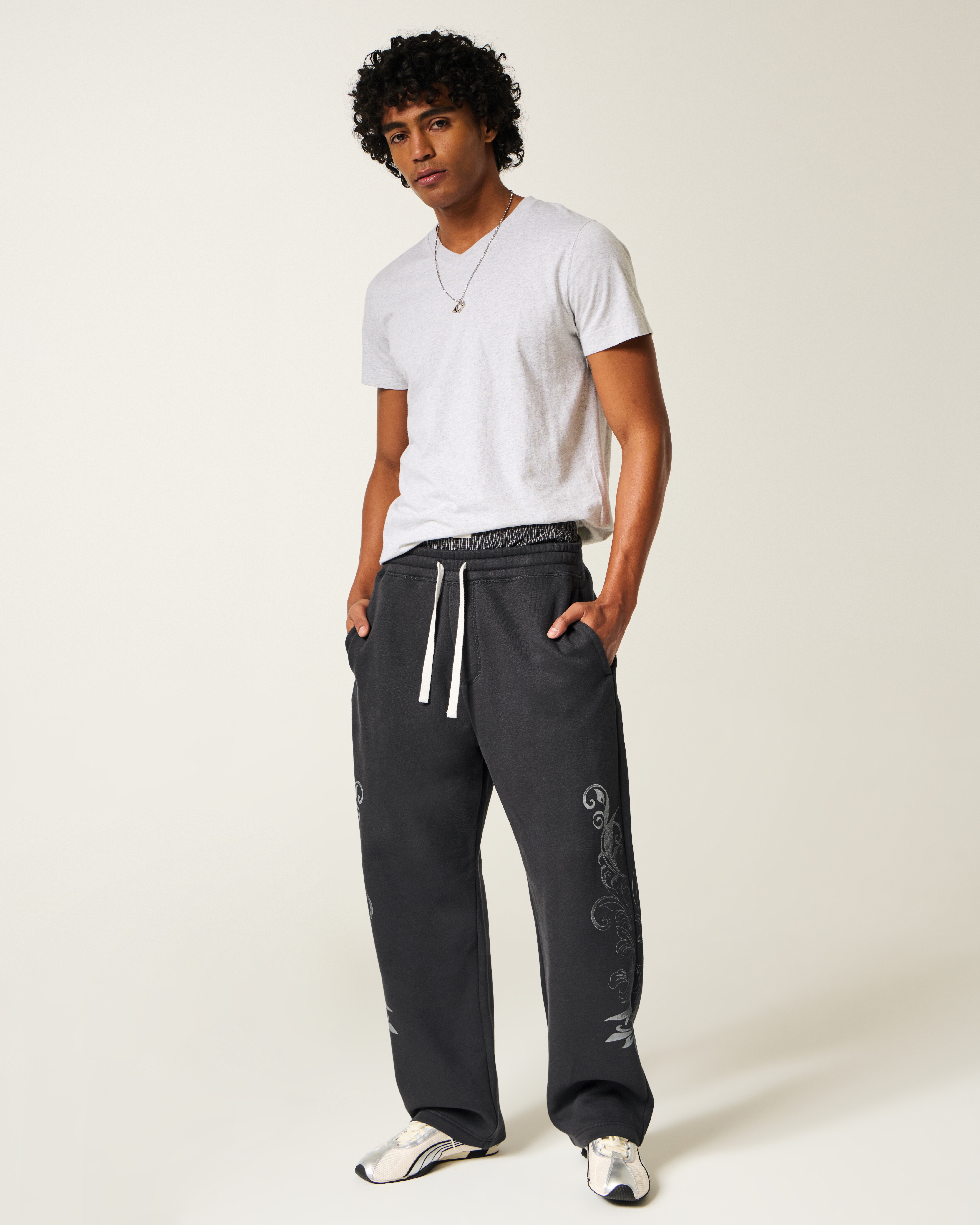 Double Leg Graphic Baggy Sweatpants
