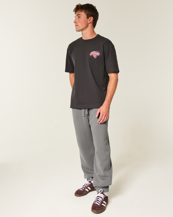 Fleece Baggy Cinch Joggers, Dark Gray view 1