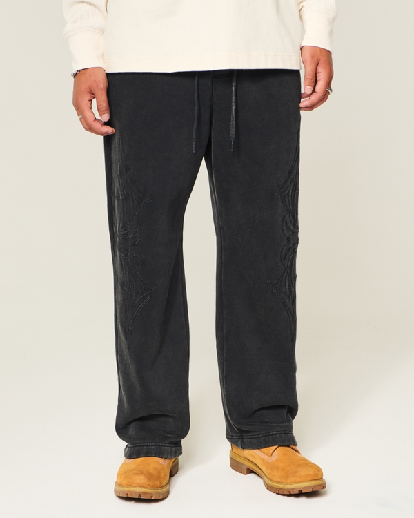 Baggy Graphic Sweatpants, Washed Black view 2