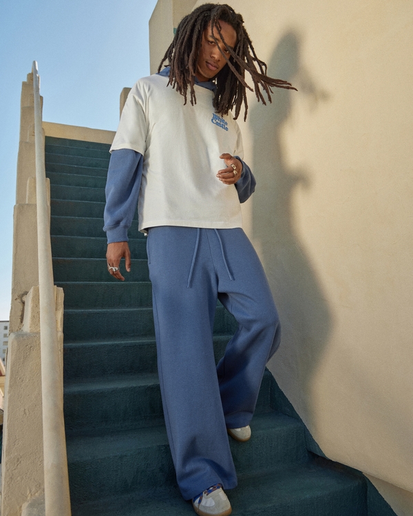 Hollister Feel Good Baggy Bootcut Sweatpants, Faded Navy view 1