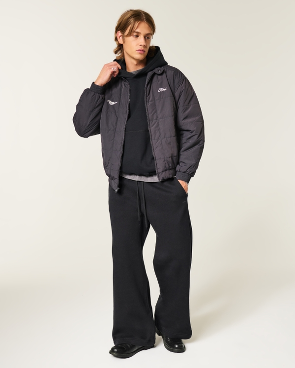 Baggy Bootcut Sweatpants, Black view 1