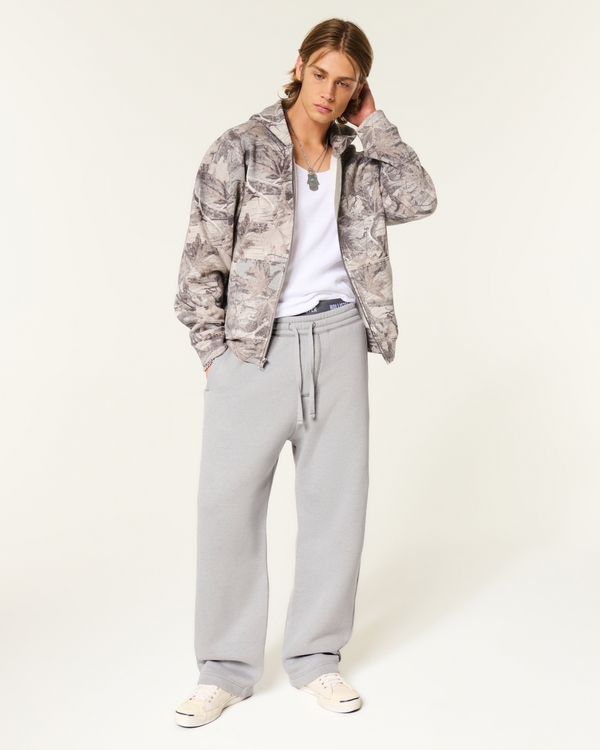 Hollister Feel Good Back Pocket Embroidery Baggy Sweatpants, Gray view 1