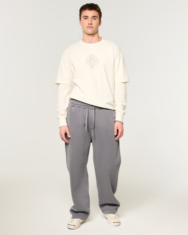 Stud Detail Baggy Sweatpants, Dark Gray view 1