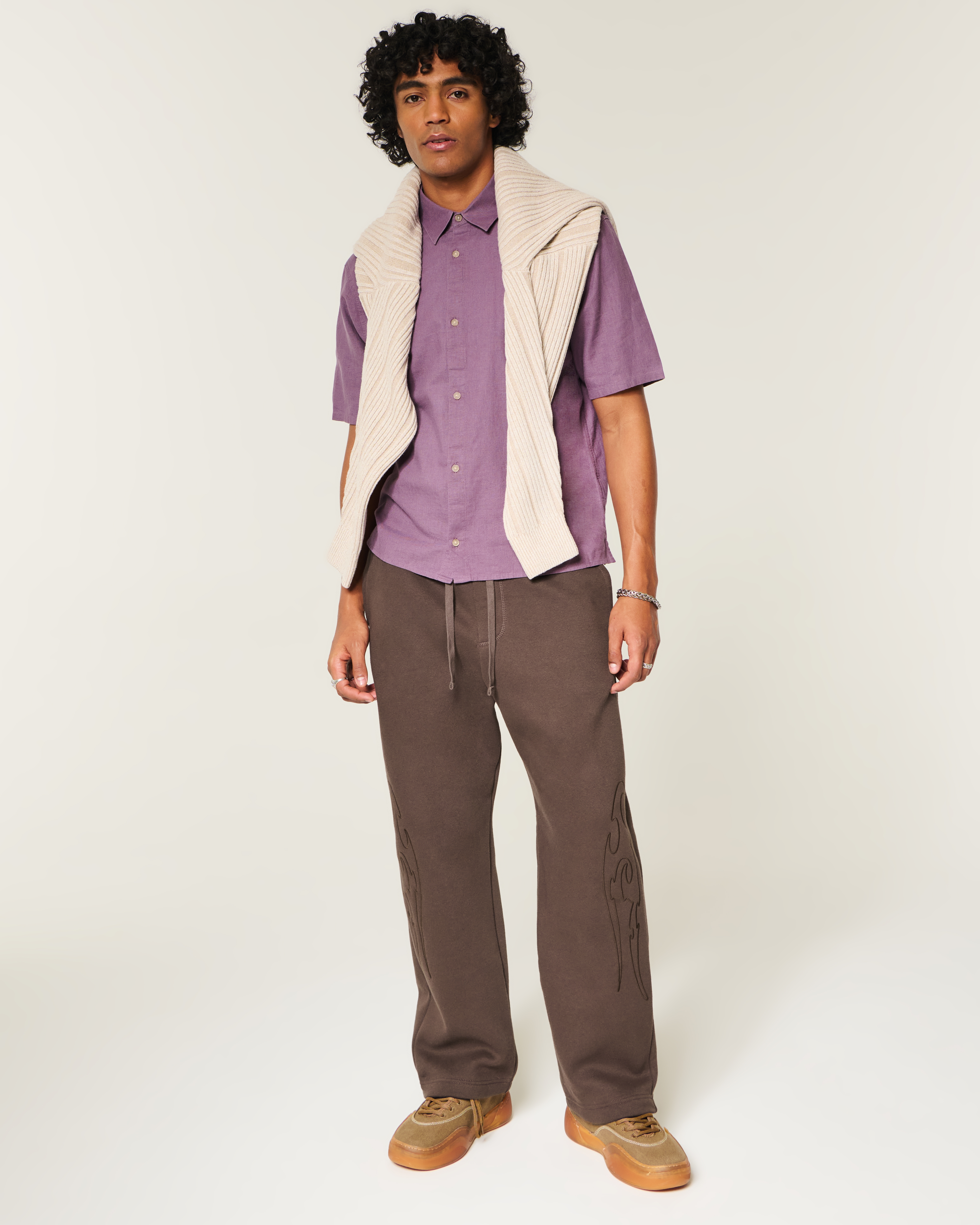 Double Leg Embroidered Graphic Baggy Sweatpants