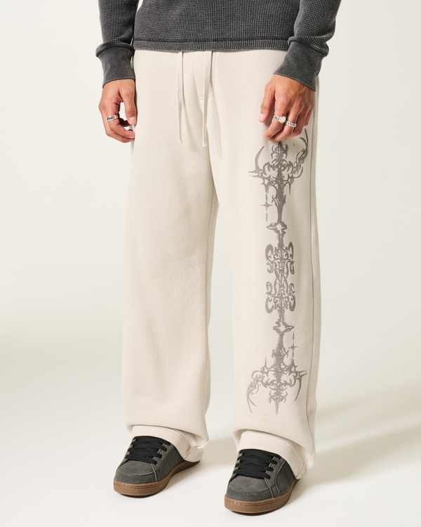 Hollister Feel Good Graphic Super Baggy Sweatpants, Light Brown view 2