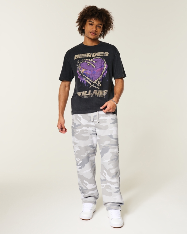 Hollister Feel Good Camo Baggy Sweatpants, White Destroy view 1