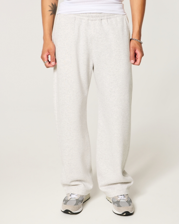 Low-Rise Back Pocket Logo Graphic Baggy Sweatpants, Light Heather Gray view 2