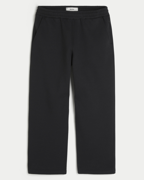 Low-Rise Back Pocket Logo Graphic Baggy Sweatpants, Black view 1