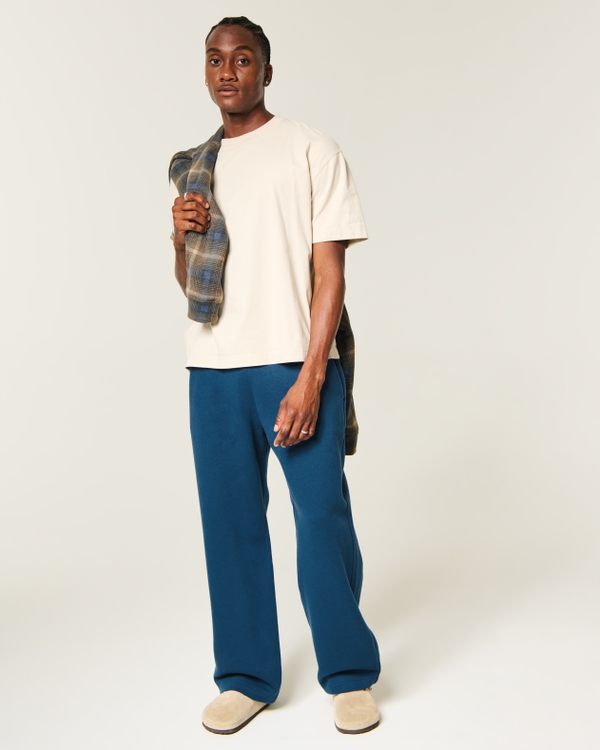 Low-Rise Back Pocket Logo Graphic Baggy Sweatpants, Dark Blue view 1