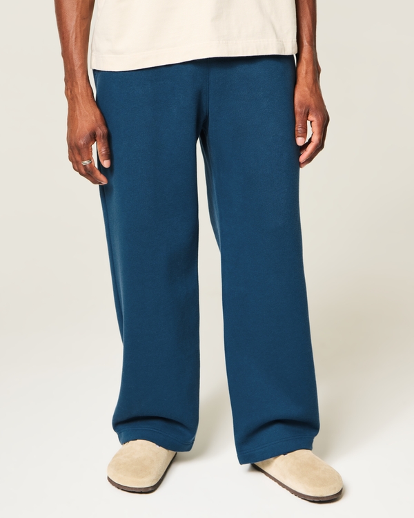 Low-Rise Back Pocket Logo Graphic Baggy Sweatpants, Dark Blue view 2