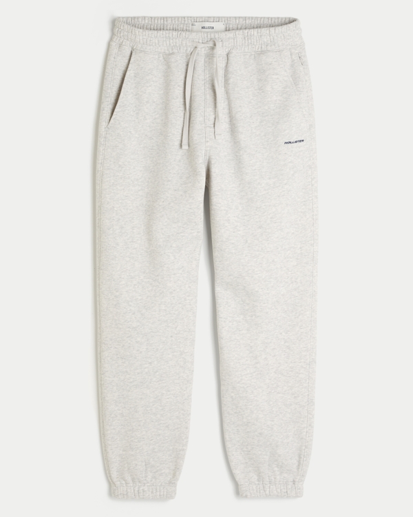 Joggers ceñidos de polar holgados, Gris Jaspeado Claro view 1