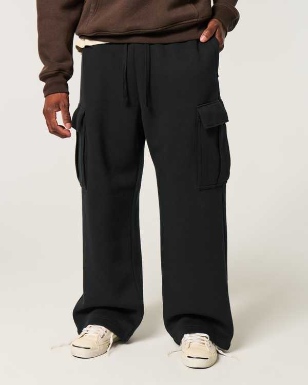 Super Baggy Cargo Sweatpants, Black view 2