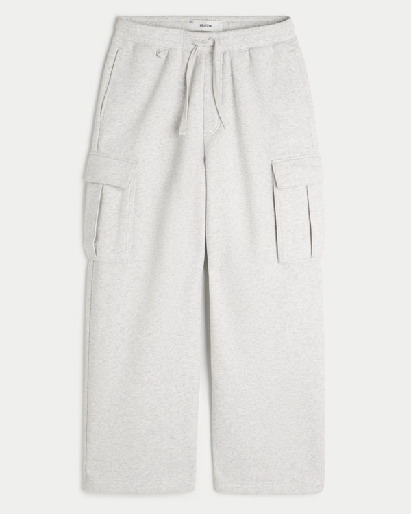 Hollister Feel Good Super Baggy Cargo Sweatpants, Light Heather Gray view 1