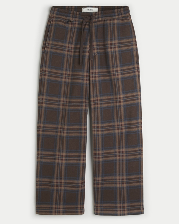 Hollister Feel Good Super Baggy Sweatpants, Brown Plaid view 1