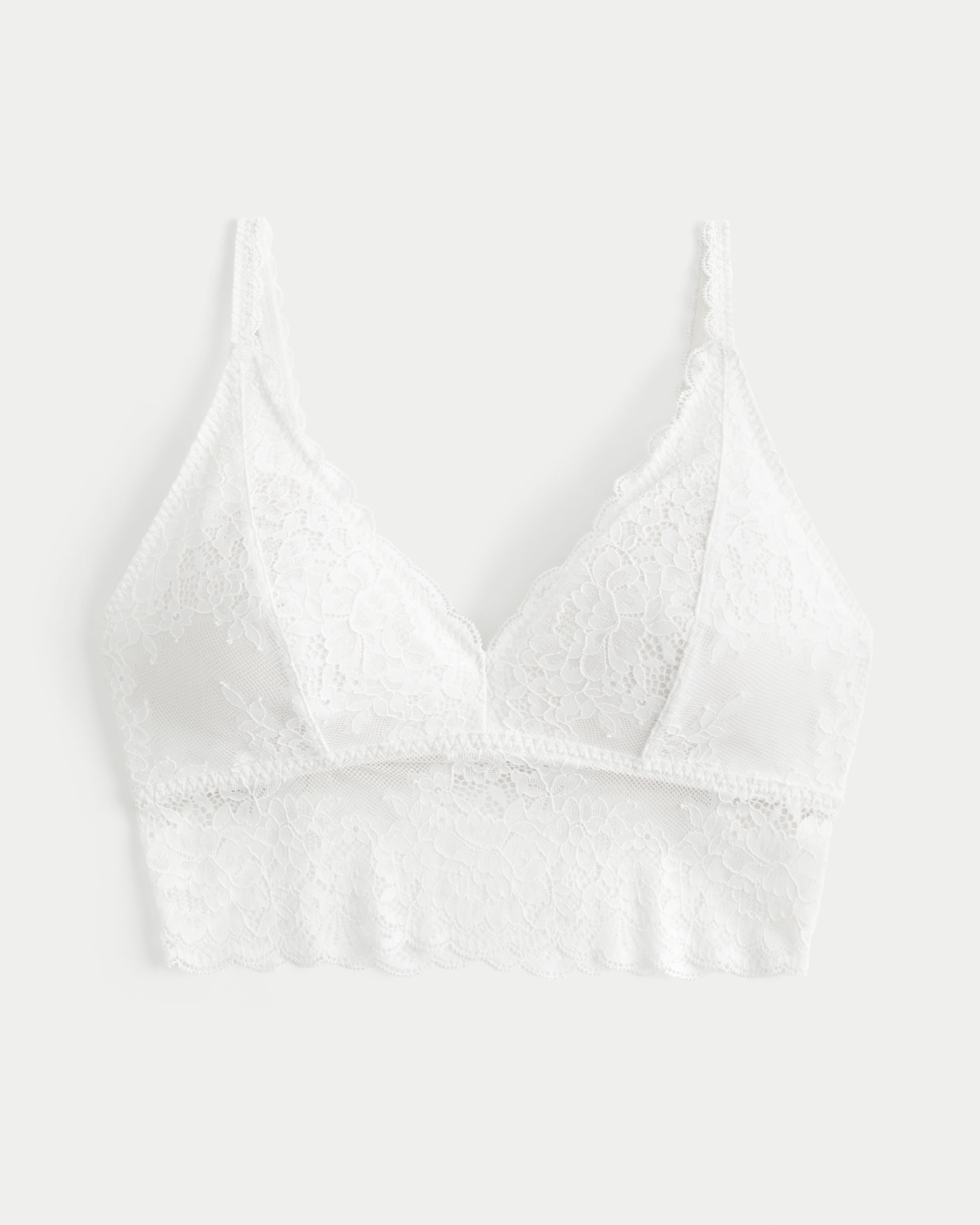 Women s Lace Longline Triangle Bralette in White Size XXS from Hollister