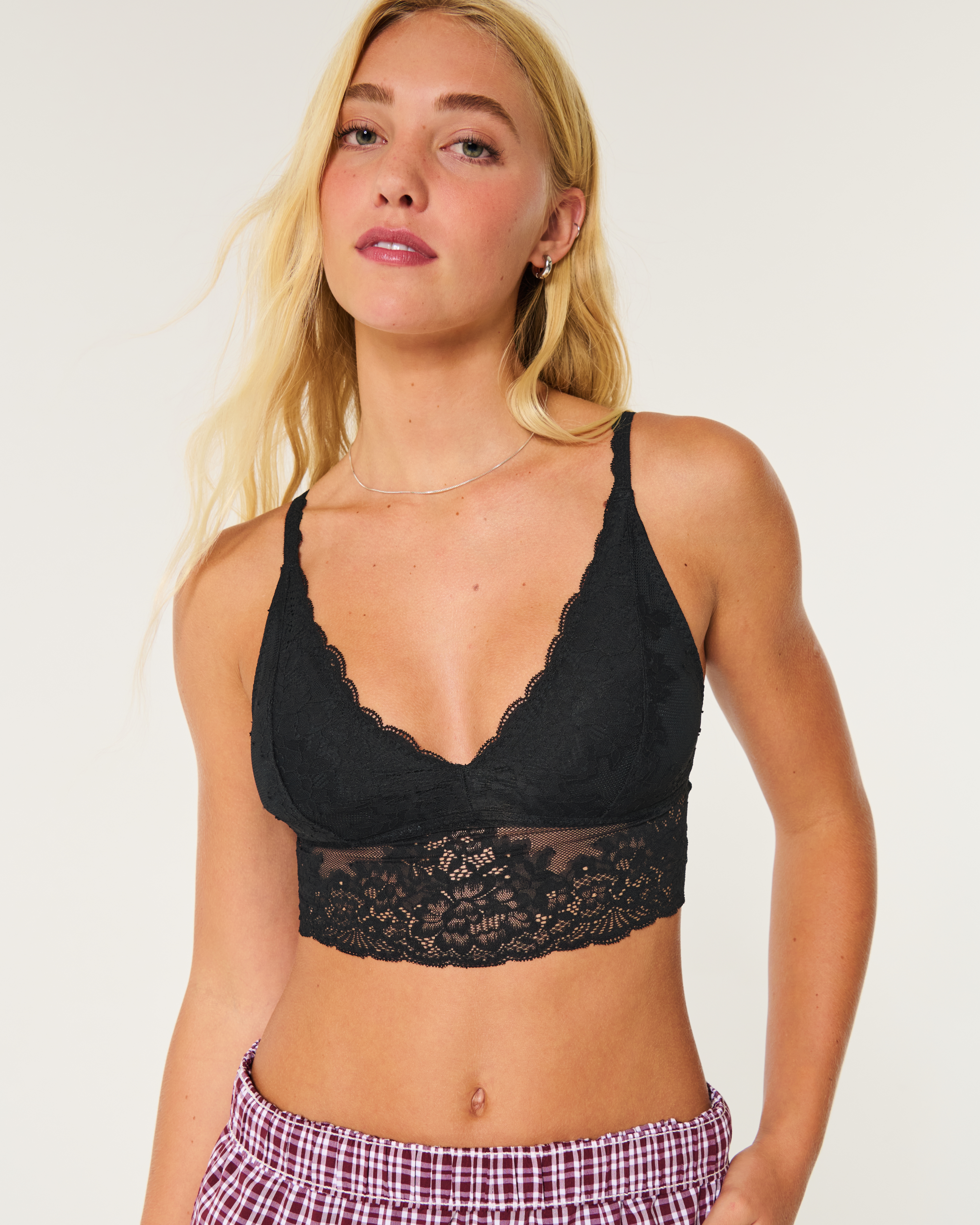 Lang geschnittene Triangel Bralette aus Spitze